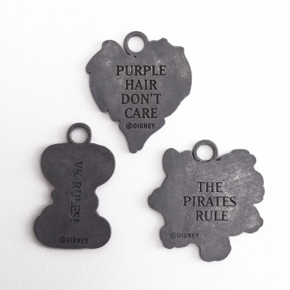 Disney Descendants 3 Metal Charms Pirates Rule, VK Rules, Purple Hair Don't Care